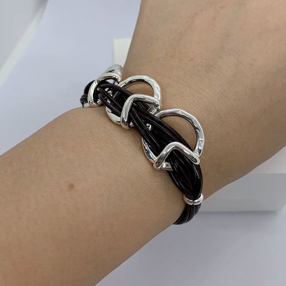 UNO de 50 STEPBYSTEP BRACELET + STEPS Necklace  Brown Leather Strips - Picture 8 of 17